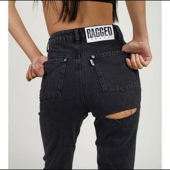 The Ragged Priest Butt Cut Straight Leg Jean In Charcoal Black Size 28 - Picture 3 of 9